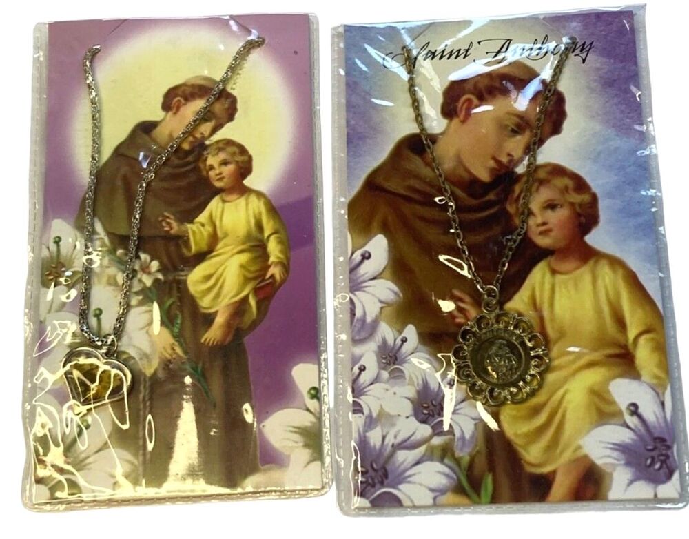 Saint Anthony pendant necklaces heart Catholic religious lost articles